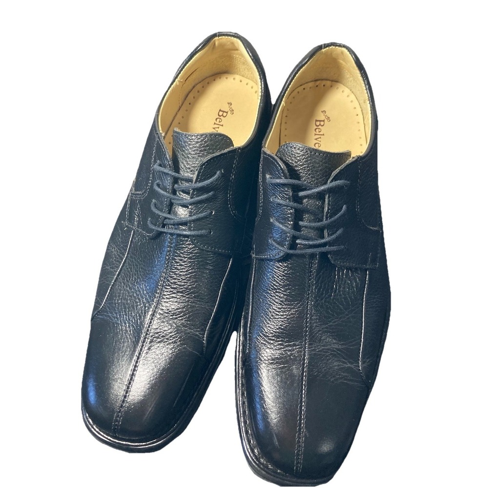 Belvedere Bay Bridge Black Leather Oxford Men's Dress Shoes Lace Up 11D